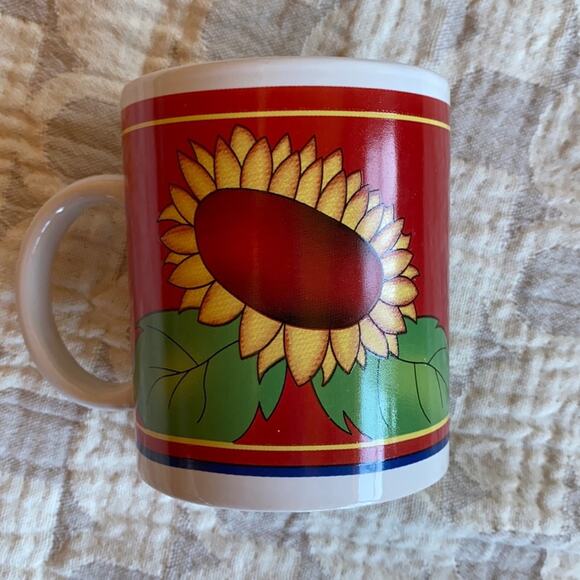 Sunflower on Bright Red Coffee Mug by EHI - Picture 2 of 6